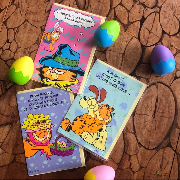 Vintage Easter Cards (NEW) French cartes Pâques vintage Garfield (x3) - Picture 11 of 11